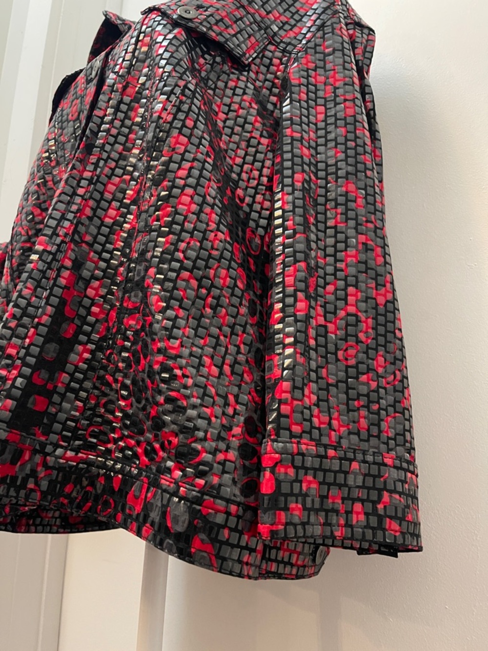 Ruby Rd. Black and Red Patterned Button-Front Shirt Jacket - Picture 5 of 7